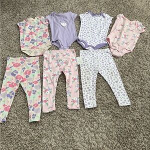 Kids Matching Set - Purple and Pink Bodysuits and Leggings